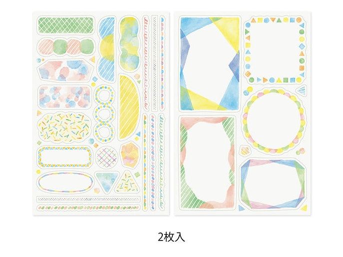 Midori Yuru Log Planner Sticker Sheets 2P - Watercolour