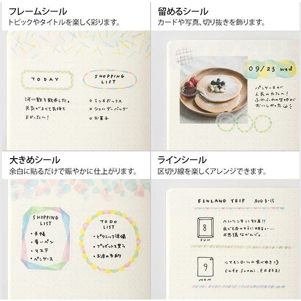 Midori Yuru Log Planner Sticker Sheets 2P - Watercolour