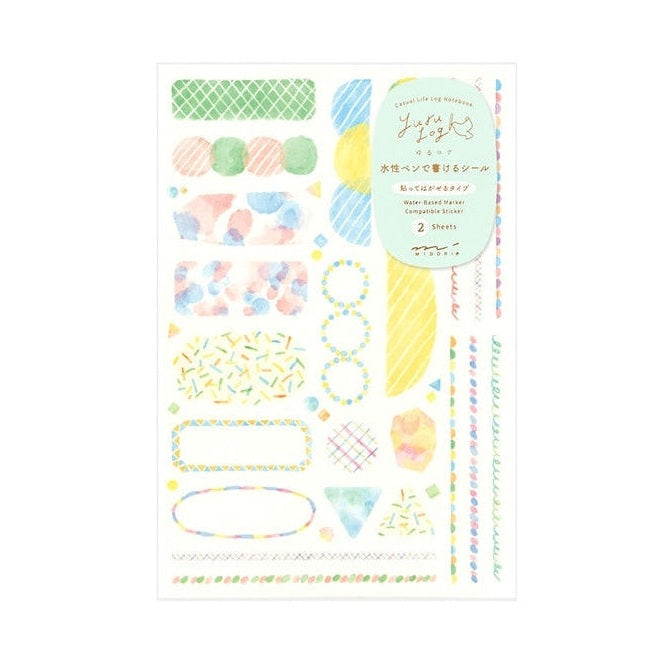 Midori Yuru Log Planner Sticker Sheets 2P - Watercolour