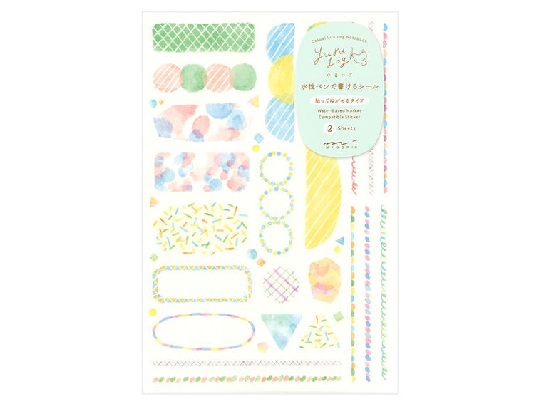 Midori Yuru Log Planner Sticker Sheets 2P - Watercolour