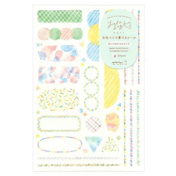 Midori Yuru Log Planner Sticker Sheets 2P - Watercolour