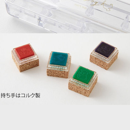 Midori Yuru Log Pre-inked Stamp - Animal Poses