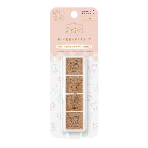 Midori Yuru Log Pre-inked Stamp - Cat