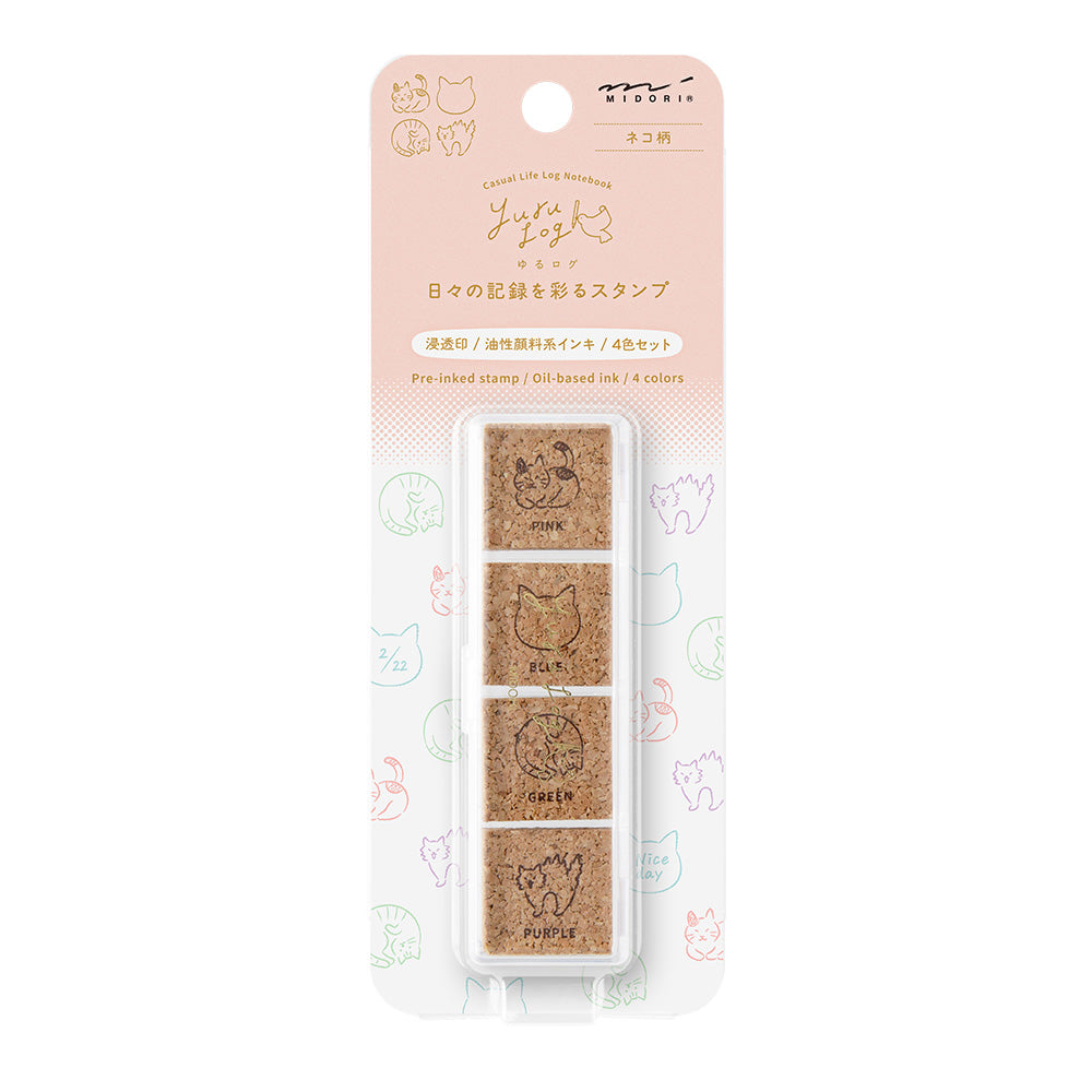 Midori Yuru Log Pre-inked Stamp - Cat