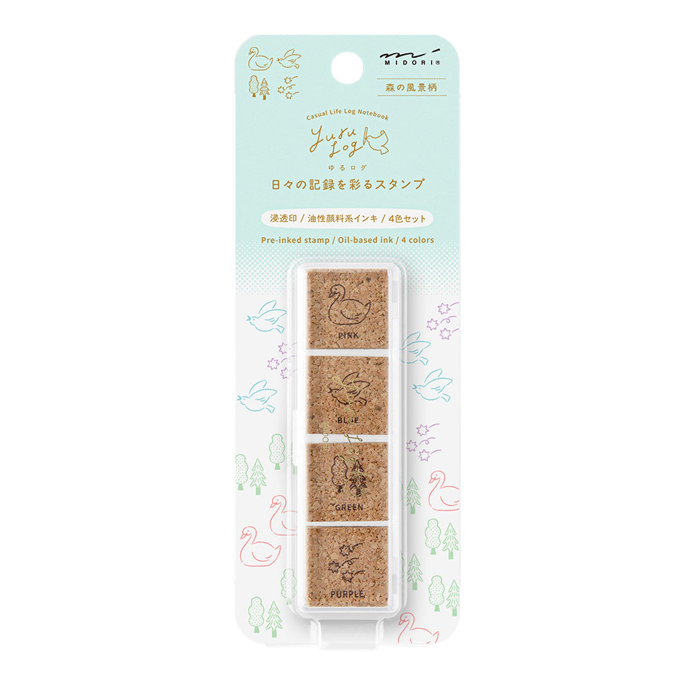Midori Yuru Log Pre-inked Stamp - Forest