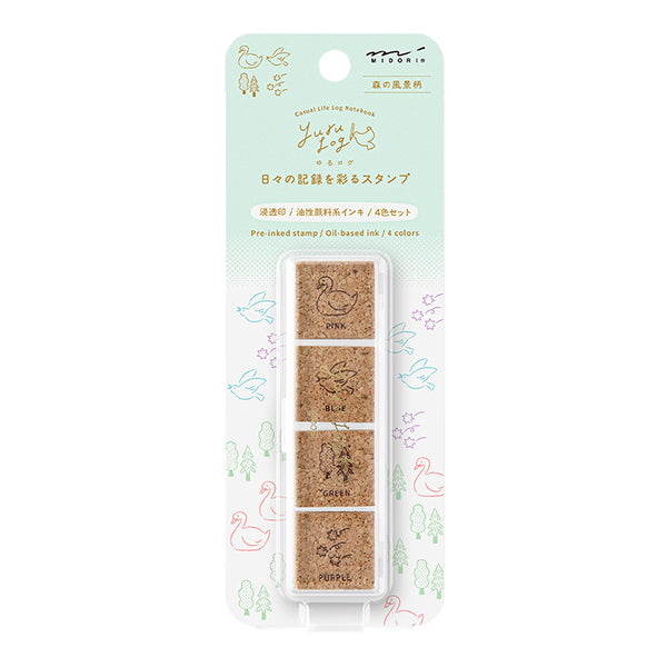 Midori Yuru Log Pre-inked Stamp - Forest