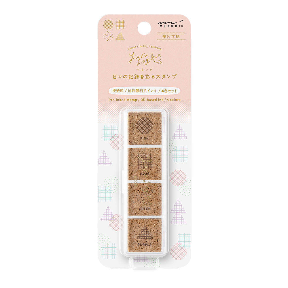 Midori Yuru Log Pre-inked Stamp - Geometrie