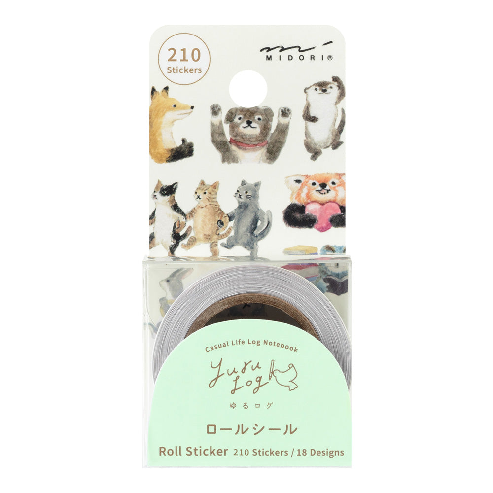 Midori Yuru Log Roll Sticker Animal Feelings