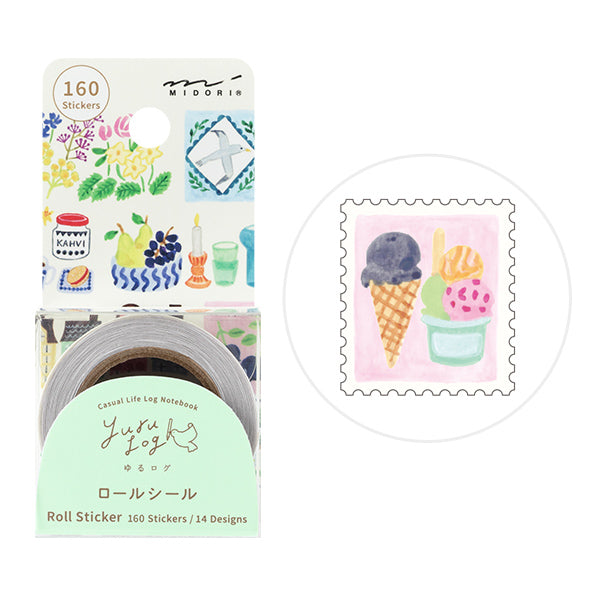 Midori Yuru Log Roll Sticker Postage Stamp