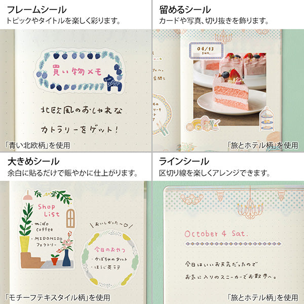 Midori Yuru Log Sticker Sheet - Blue Nordic - 2 Sheets