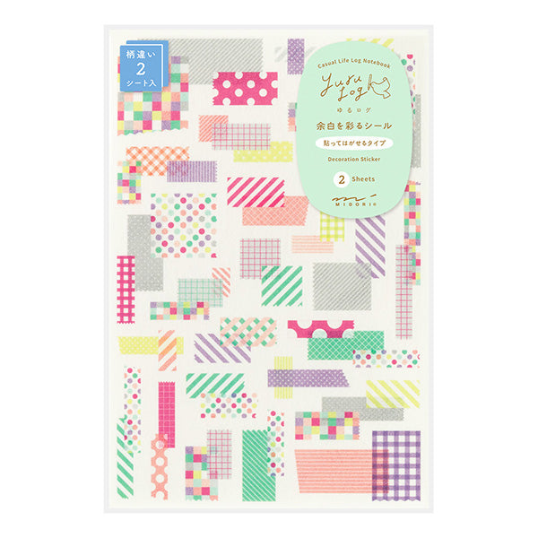 Midori Yuru Log Sticker Sheet - Collage Tape - 2 Sheets