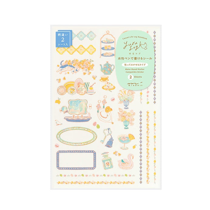 Midori Yuru Log Sticker Sheet - Travel & Hotel - 2 Sheets