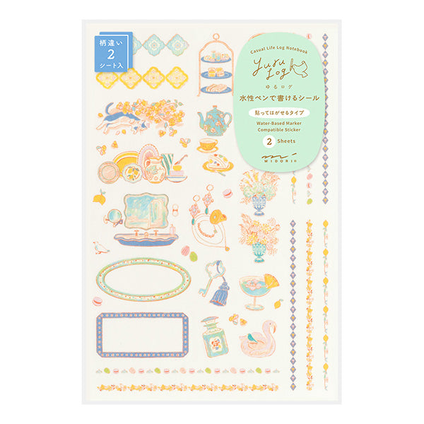 Midori Yuru Log Sticker Sheet - Travel & Hotel - 2 Sheets