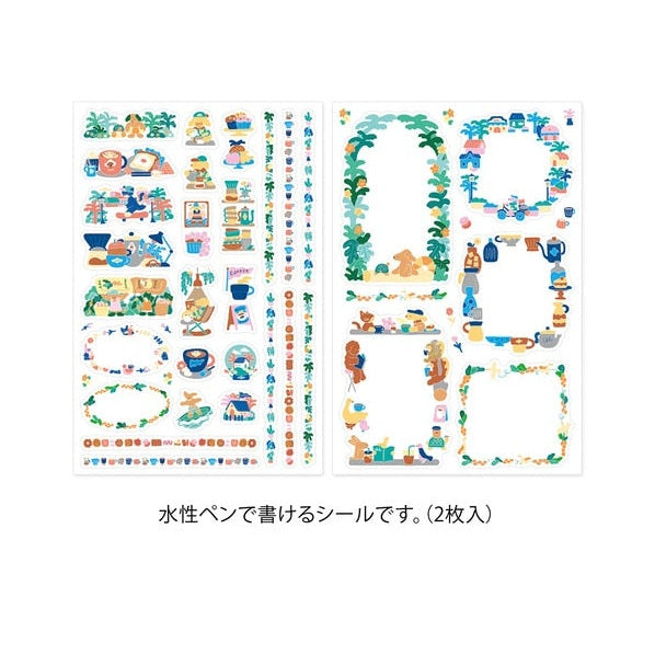 Midori Yuru Log Writable Sticker Sheets 2P Coffee Shop