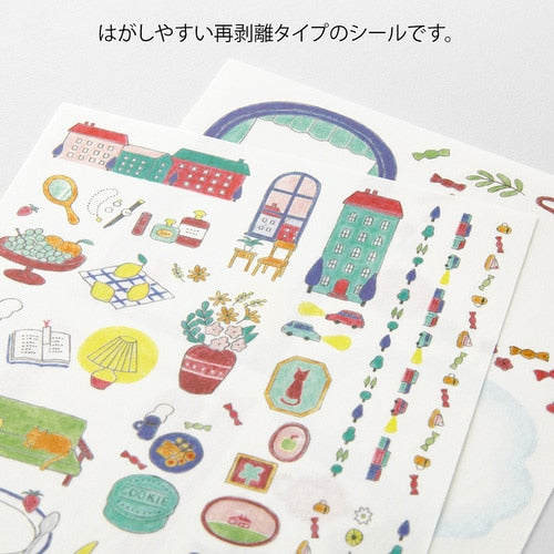 Midori Yuru Log Writable Sticker Sheets 2P Everyday Life