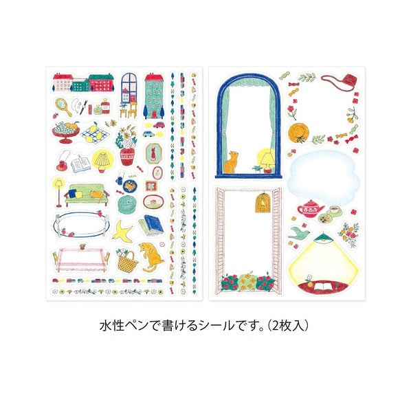 Midori Yuru Log Writable Sticker Sheets 2P Everyday Life