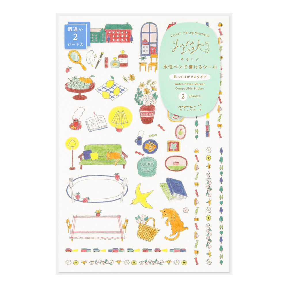 Midori Yuru Log Writable Sticker Sheets 2P Everyday Life