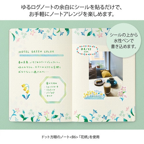 Midori Yuru Log Writable Sticker Sheets 2P Floral