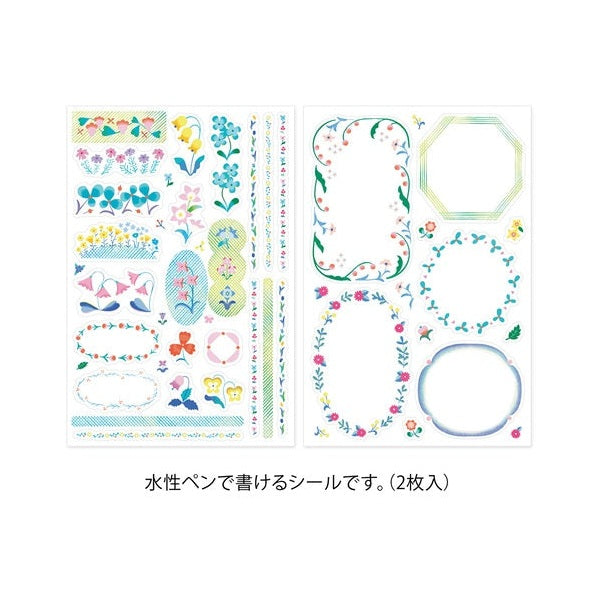 Midori Yuru Log Writable Sticker Sheets 2P Floral