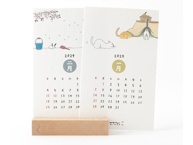 Midori 2024 Standing Calendar - Cat