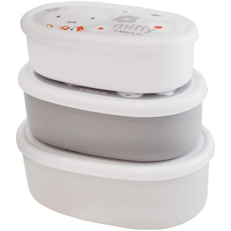 Miffy Antimicrobial Seal Container 3-Piece Set Grey