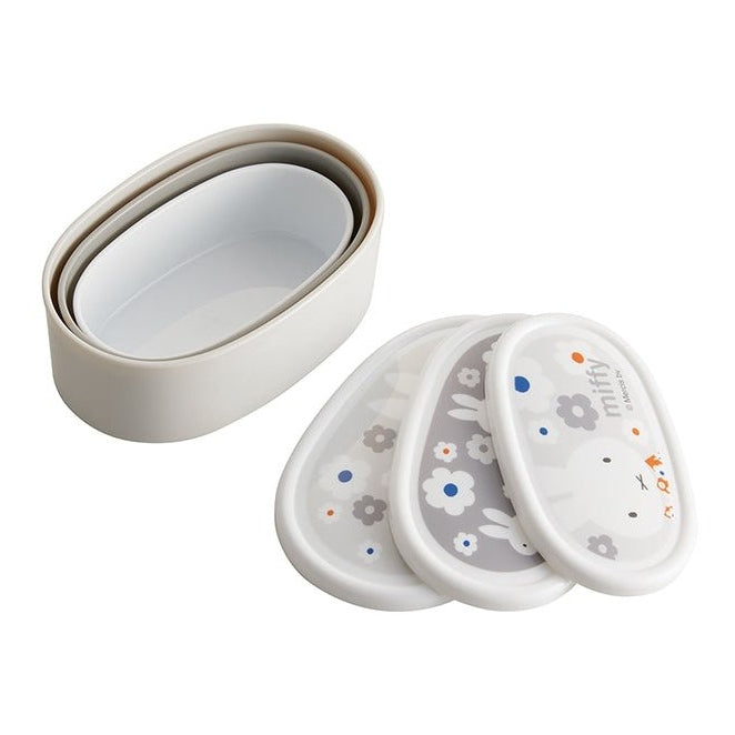 Miffy Antimicrobial Seal Container 3-Piece Set Grey
