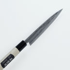 Mikihisa White Steel #2 utility knife with hammered texture and wood handle