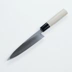 Full view of compact Mikihisa Yanagiba-style utility knife on white background