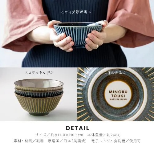 Minoru Sendan Rice Bowl 14D - Navy