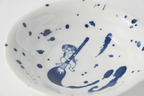 Minoru Someneko Cat Shallow Bowl 16.5D Fukizumi