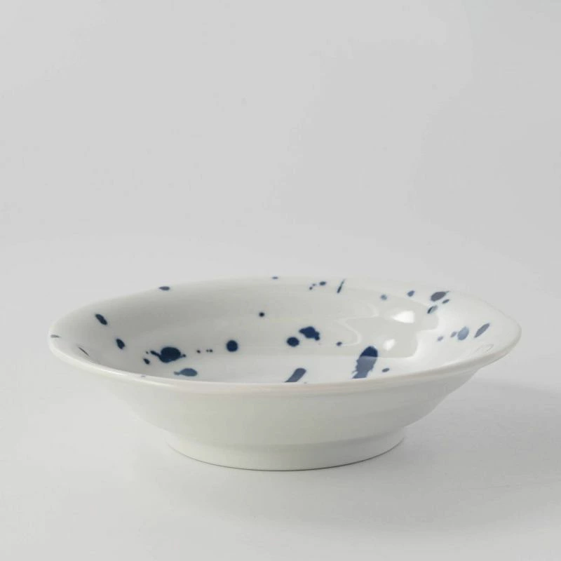Minoru Someneko Cat Shallow Bowl 16.5D Fukizumi