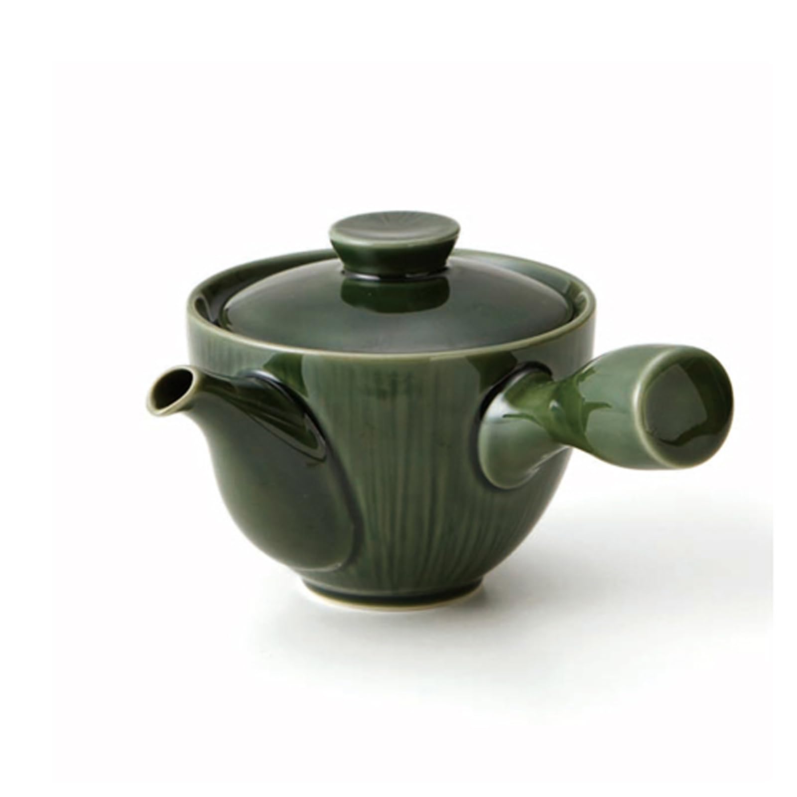 Miyama Crease Kyusu Teapot 400ml - Oribe green
