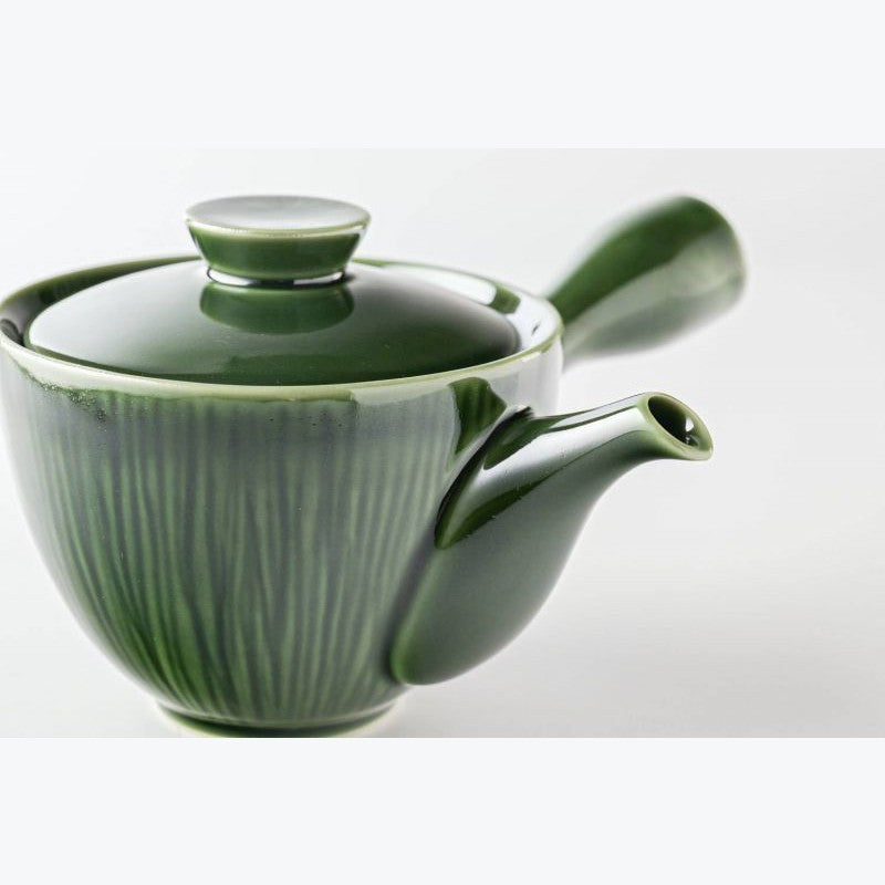 Miyama Crease Kyusu Teapot 400ml - Oribe green