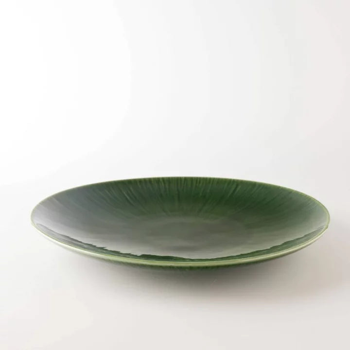 Miyama Crease Large Plate 27D - Oribe Green