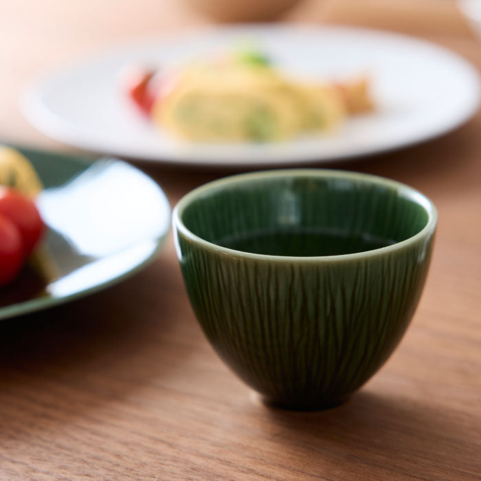 Miyama Crease Tea Cup 150ml - Oribe Green