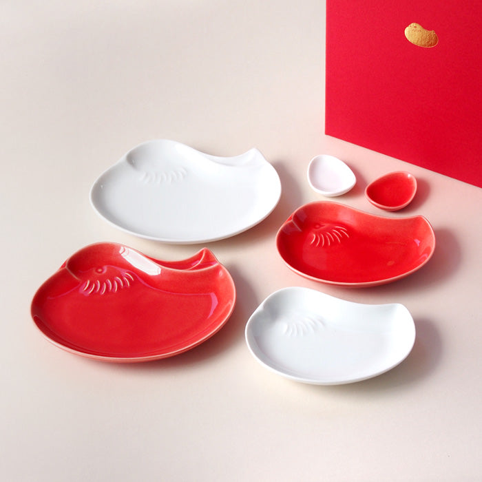 Miyama Mandarin Duck Red & White Plate Gift Set