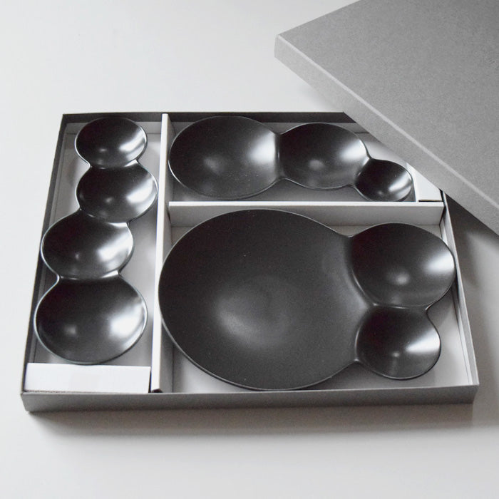 Miyama Savone Divided Plate Gift Set 3P - Black