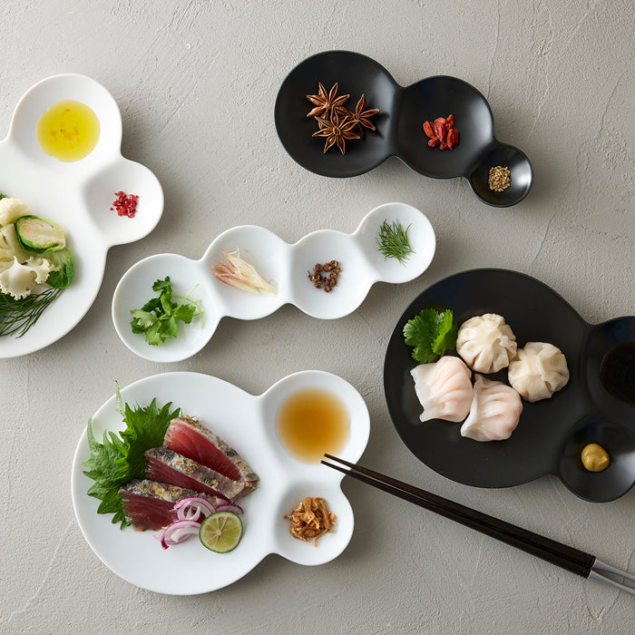 Miyama Savone Divided Plate Gift Set 3P - Black