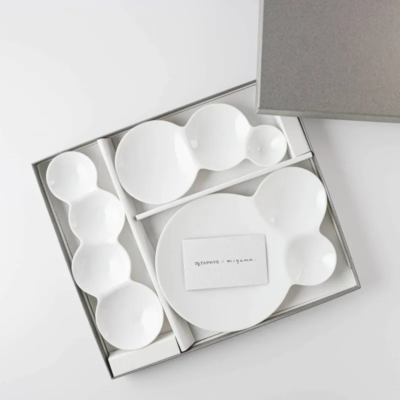 Miyama Savone Divided Plate Gift Set 3P - White