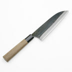 Motokane Aogami #1 Santoku knife with kurouchi finish and wooden handle