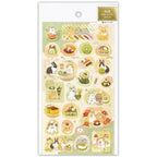 NB Japanese-style rabbit and wagashi sticker sheet in packaging with gold foil label
