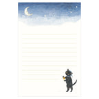 NB RESSA Panda Letter Pad with late-night cat illustration on cream hosho washi paper