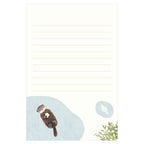 NB RESSA Panda Books Letter Pad with otter and madeleines watercolor illustration on hosho washi paper