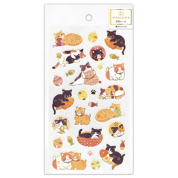 NB WANOWA Japanese-style Sticker Sheet - Japanese Cats