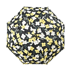 Overhead view of NIFTY COLORS Florence umbrella black yellow floral canopy