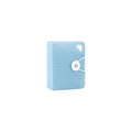 Semi-translucent blue plastic mini file with teardrop handle cutout