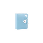 Semi-translucent blue plastic mini file with teardrop handle cutout