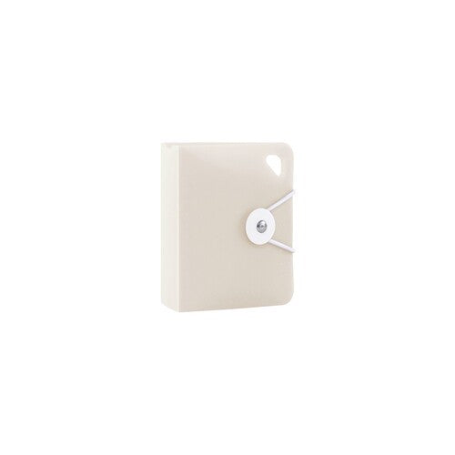 Beige matte finish mini document file with silver snap closure