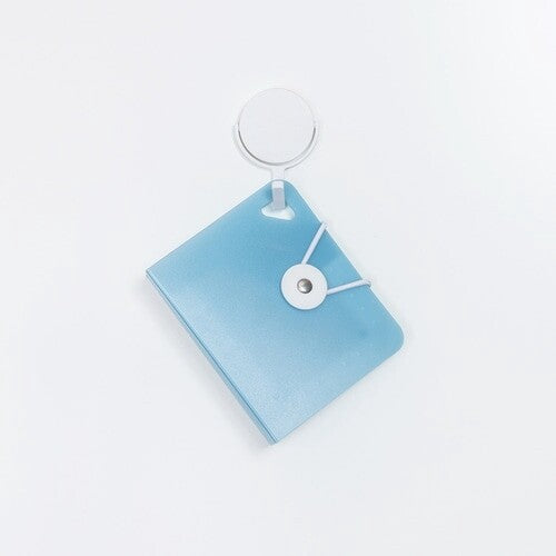 Light blue translucent mini document file with snap button and handle