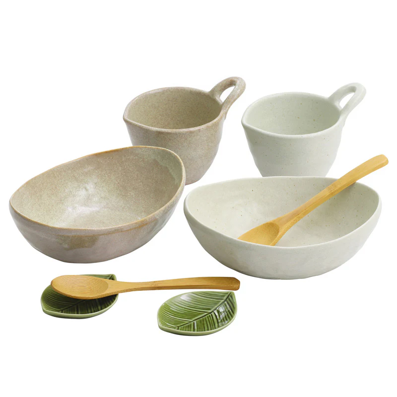 Natural Bowl & Cup Pair Set